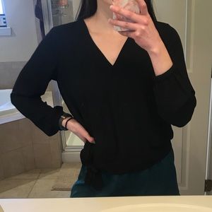 NWOT Black Loft Outlet Long Sleeve V neck Blouse